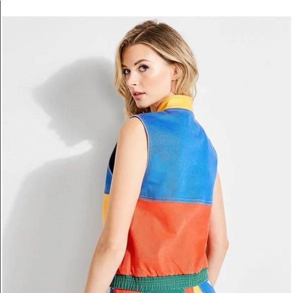 New GUESS x J BALVIN Colorblocked Denim Vest - Picture 3 of 5